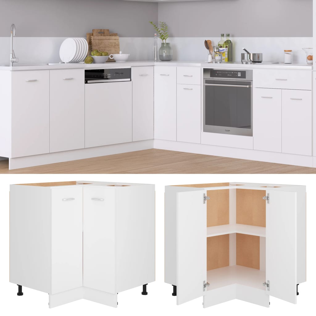 Meuble Bas De Cuisine - Armoire d'angle basse Blanc 75,5 x 75,5 x 81,5 cm Bois d'ingénierie 6362fr - 2
