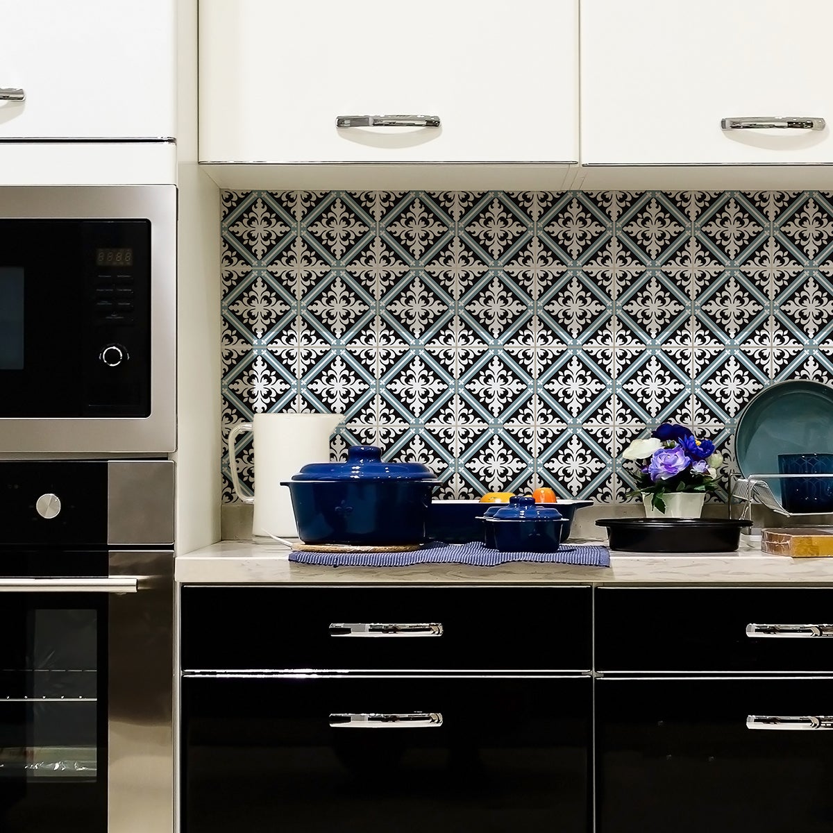 9 adesivi piastrelle di cemento azulejos Laelia - Sticker adesivo - adesivi murali - 9stickers20x20cm - 3