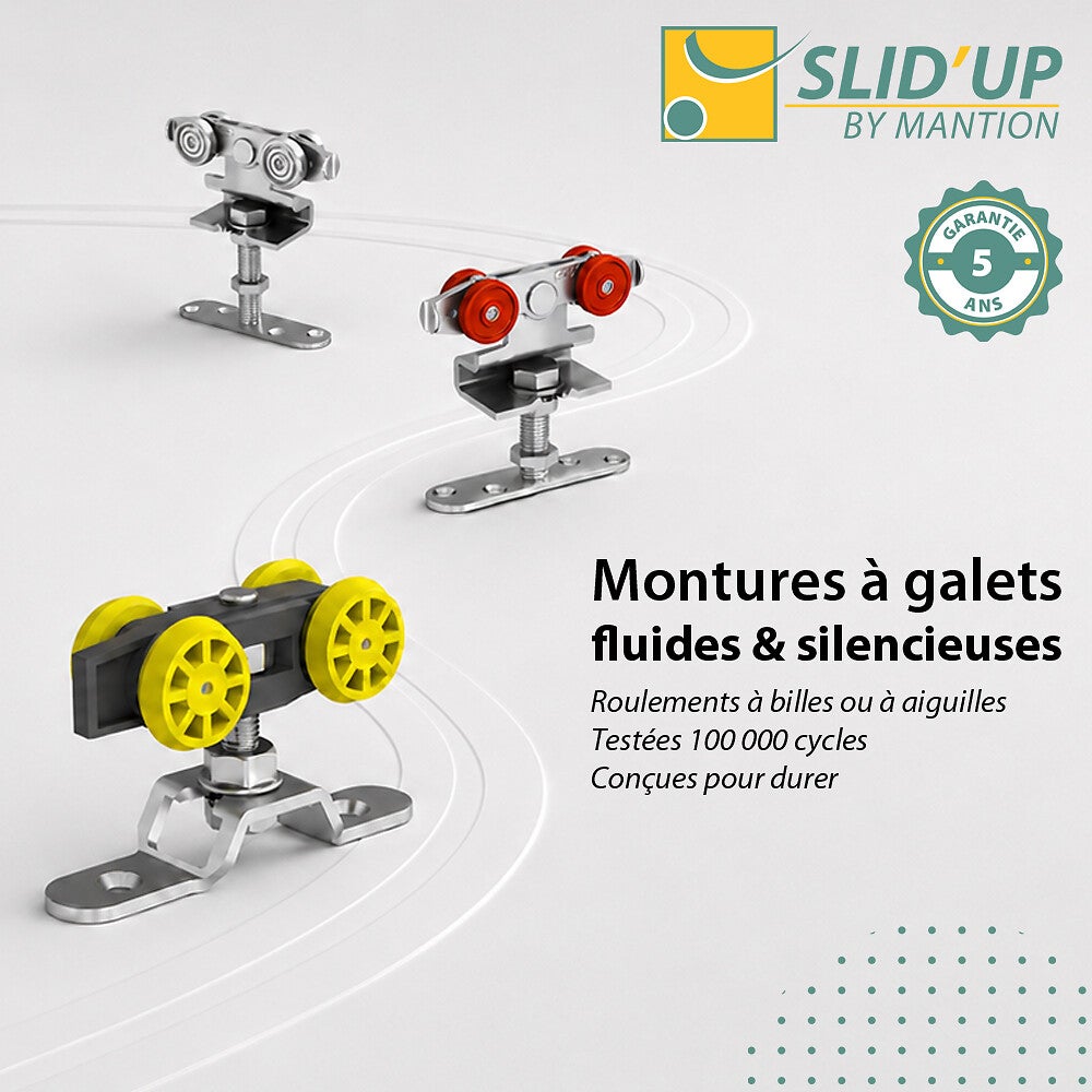 Système coulissant pliant SLID'UP 140 pour porte de séparation 2 panneaux - rail 1,2 m - 25 kg - 4