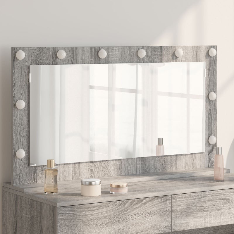 Zdjęcia - Lustro ścienne VidaXL Lustro toaletowe Ze LED Lights Szary Sonoma 100 x 55 x 18 cm