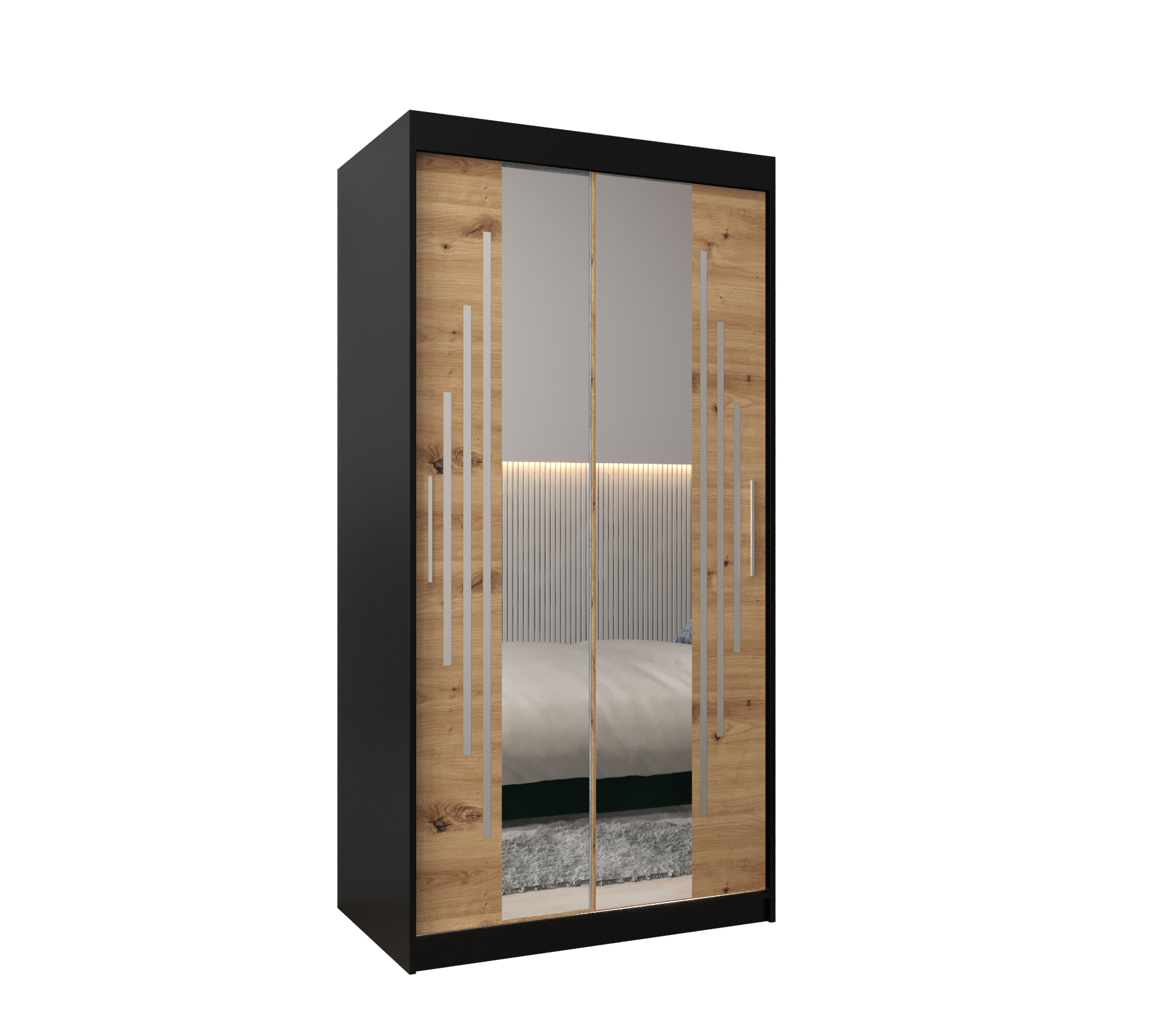 Szafa przesuwna garderoba York 1 100 x 62 x 200 cm Czarny + Artisan - Abiks Meble