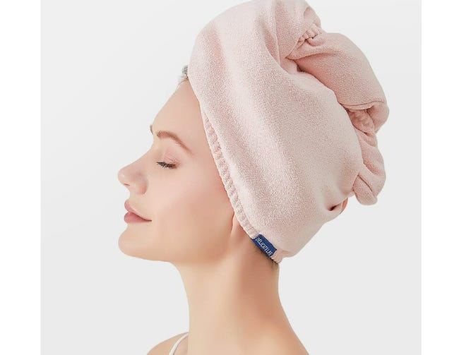 Turbanti Asciugacapelli In Microfibra - 3 Pezzi, Pile Corallino, Asciugatura Rapida, Con Bottoni - Foto 1