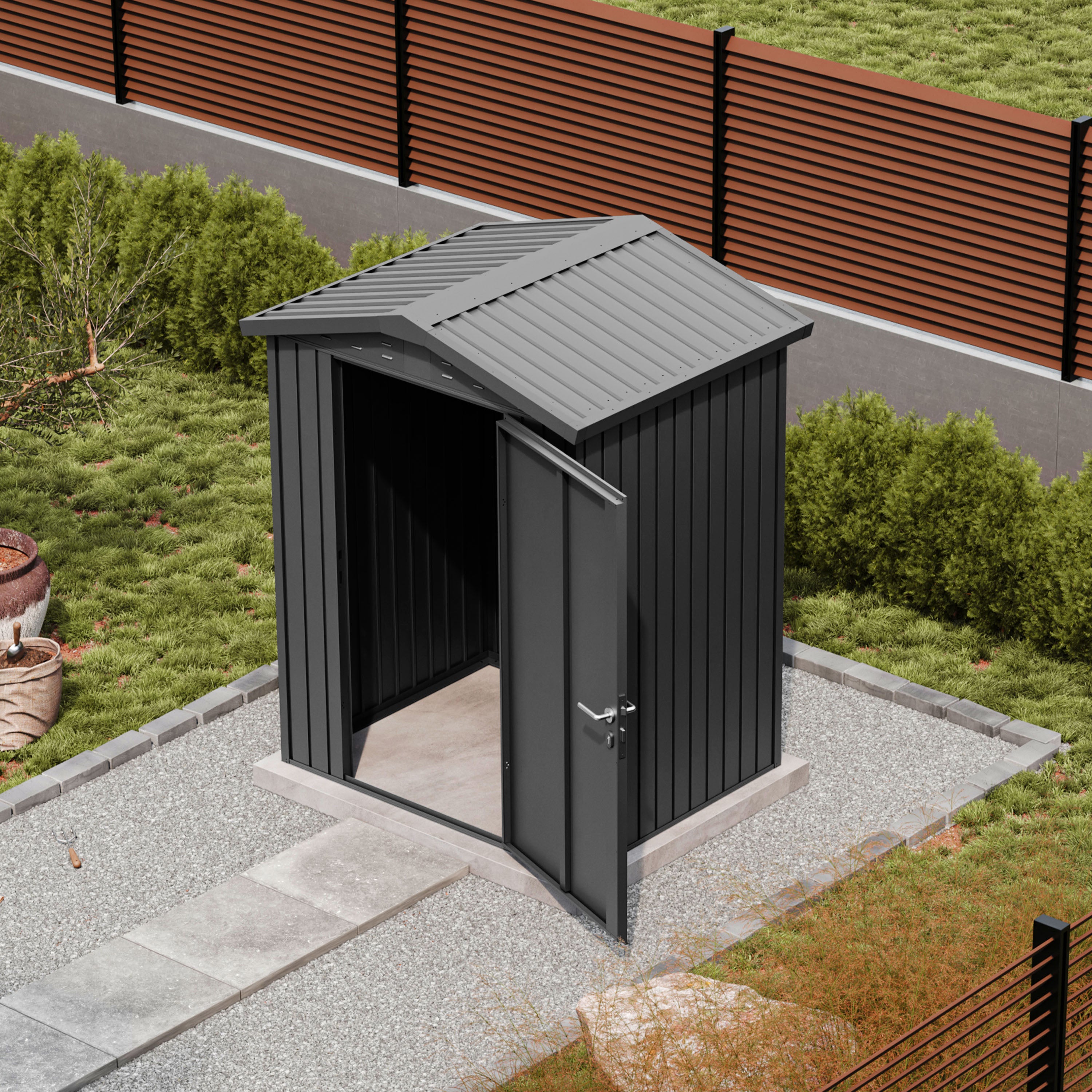 GFP Primeyard Casetta da giardino metallo 150x120x205 cm Armadio da esterno per attrezzi antracite - 4