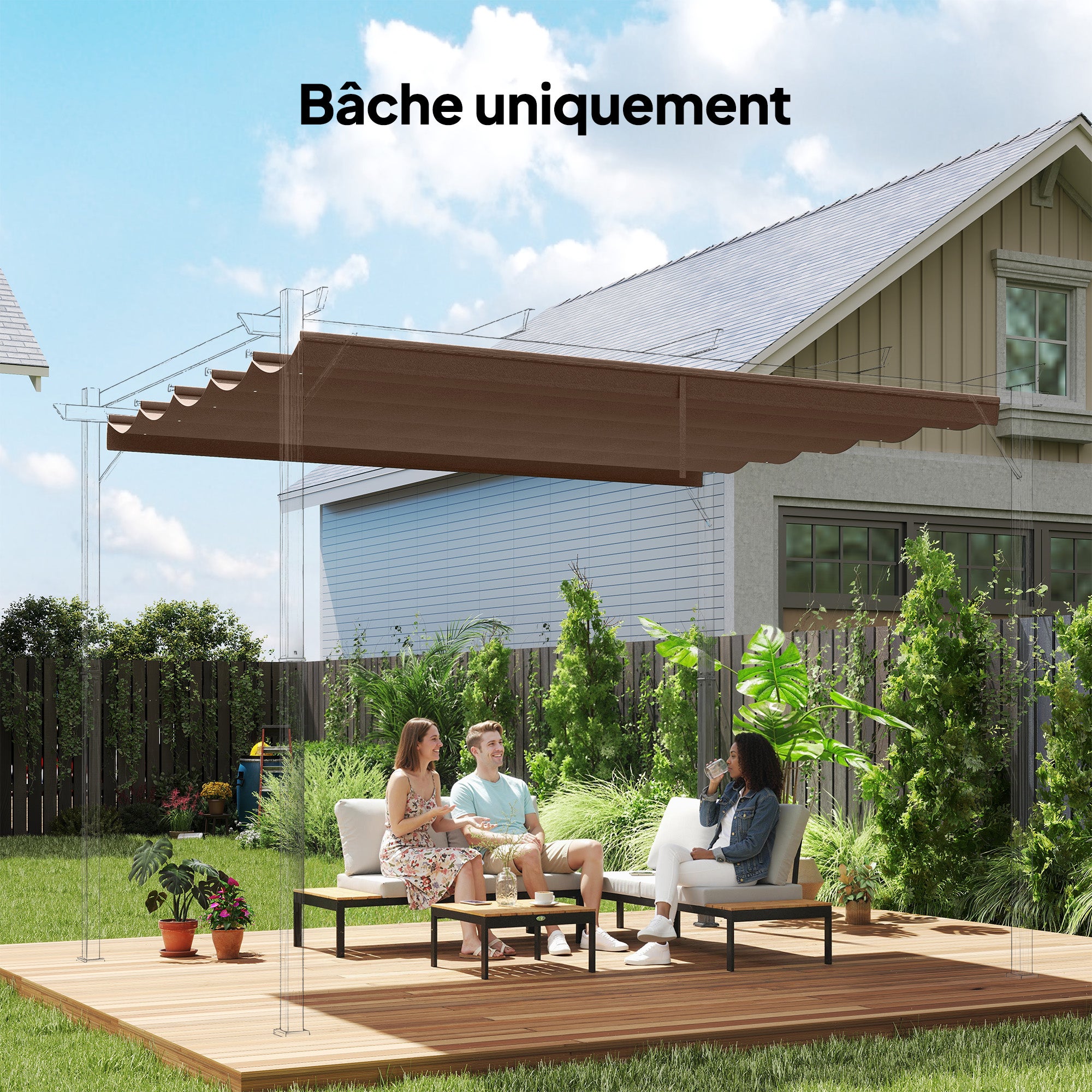 Toile de toit pour pergola tonnelle rétractable de 4 x 3 m - toile ...