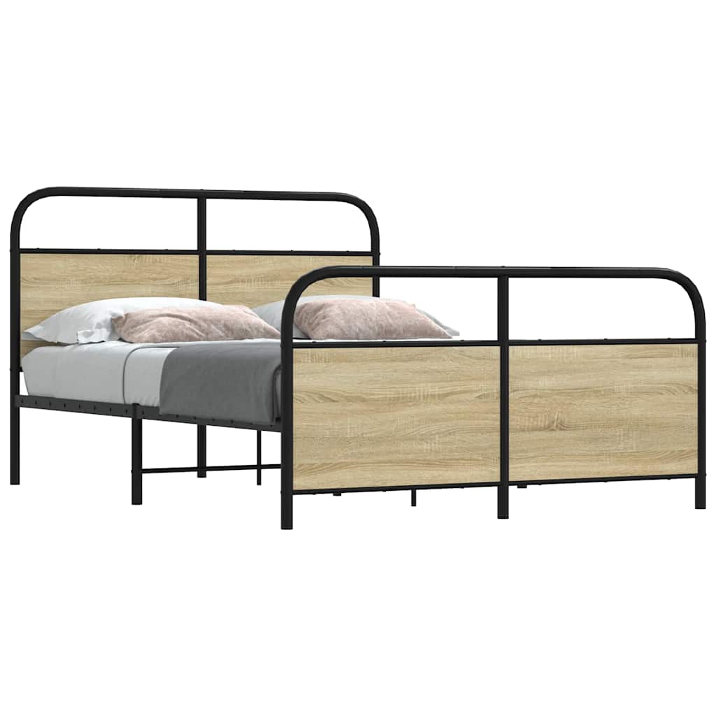 Cama casal | Cama de adulto | Estrutura de cama sem colchão 140x200 cm metal carvalho sonoma CFW286830 - 2