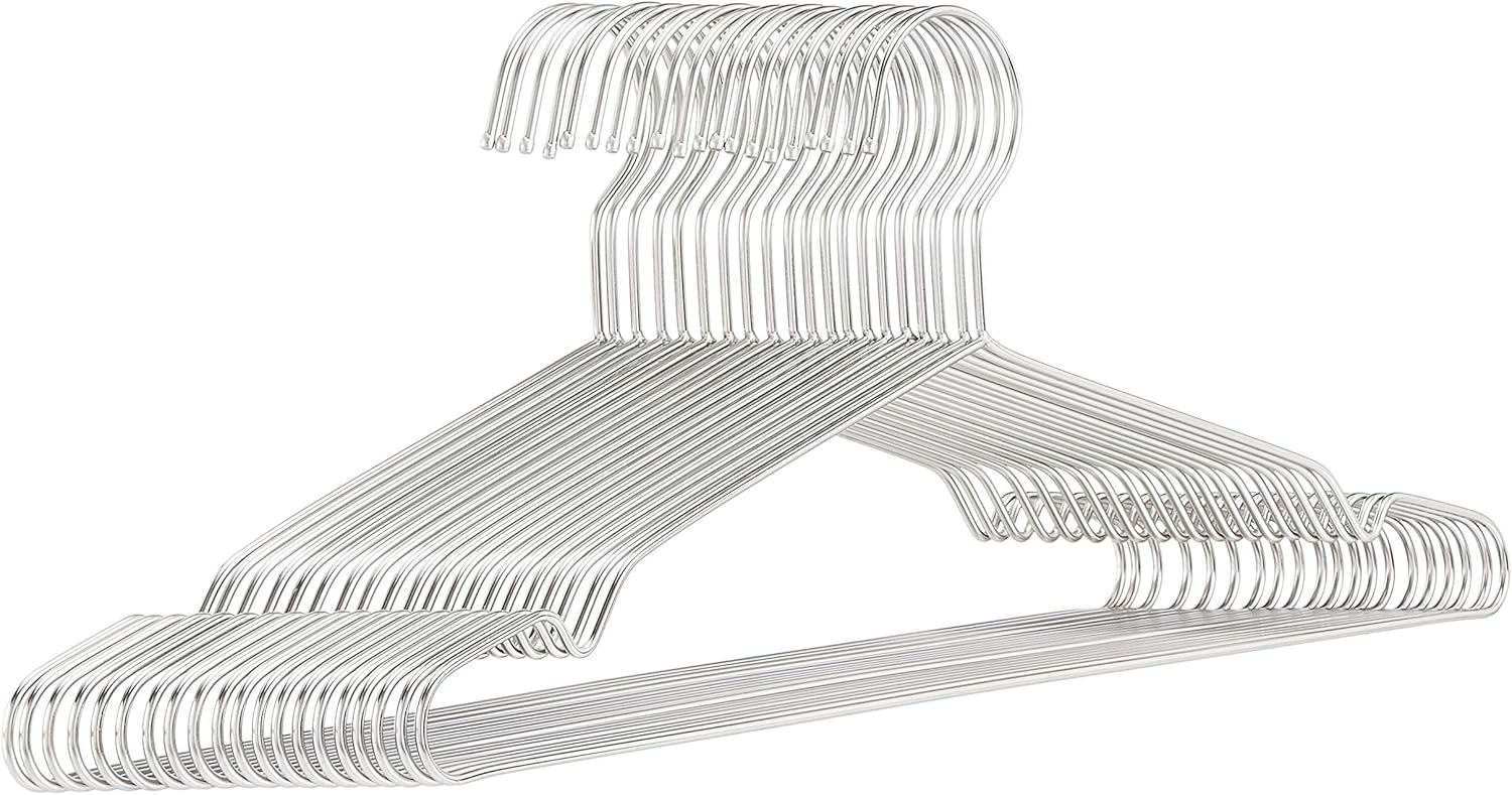 20 sztuk, wieszak solidny o średnicy 3,2 mm, długość 45 cm, wieszak ze stali nierdzewnej, chromowany