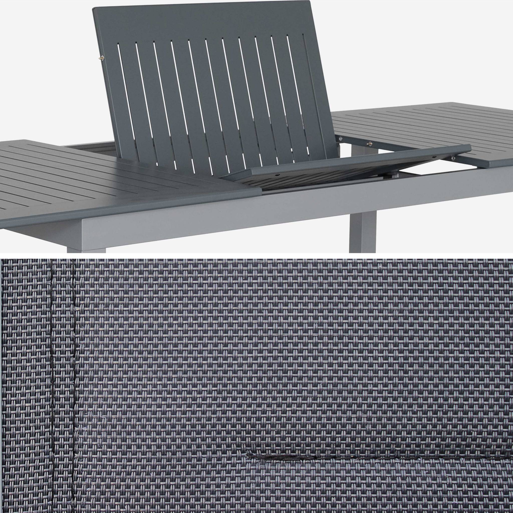 Set tavolo da giardino allungabile in alluminio, 8 posti, Grigio - 5