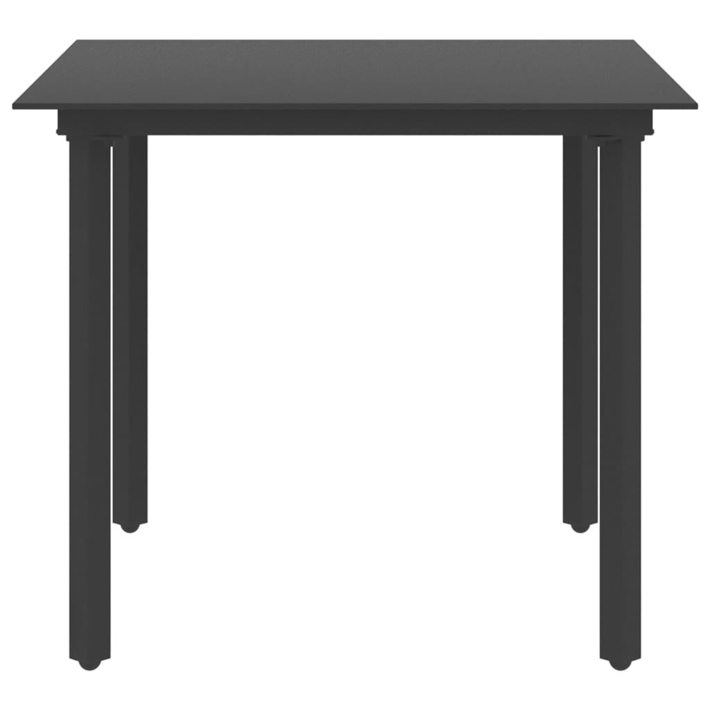 Table De Jardin Carrée 80x80 Cm - Cadre Acier Noir, Plateau Verre - Hauteur 74 Cm - Pour Terrasse, Patio, Extérieur