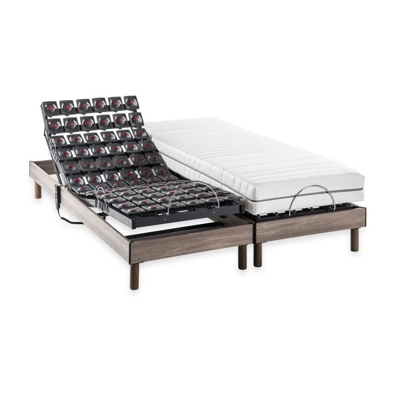Ensemble complet boxspring tête de lit capitonnée + sommiers relaxation électrique + matelas + surmatelas - 2