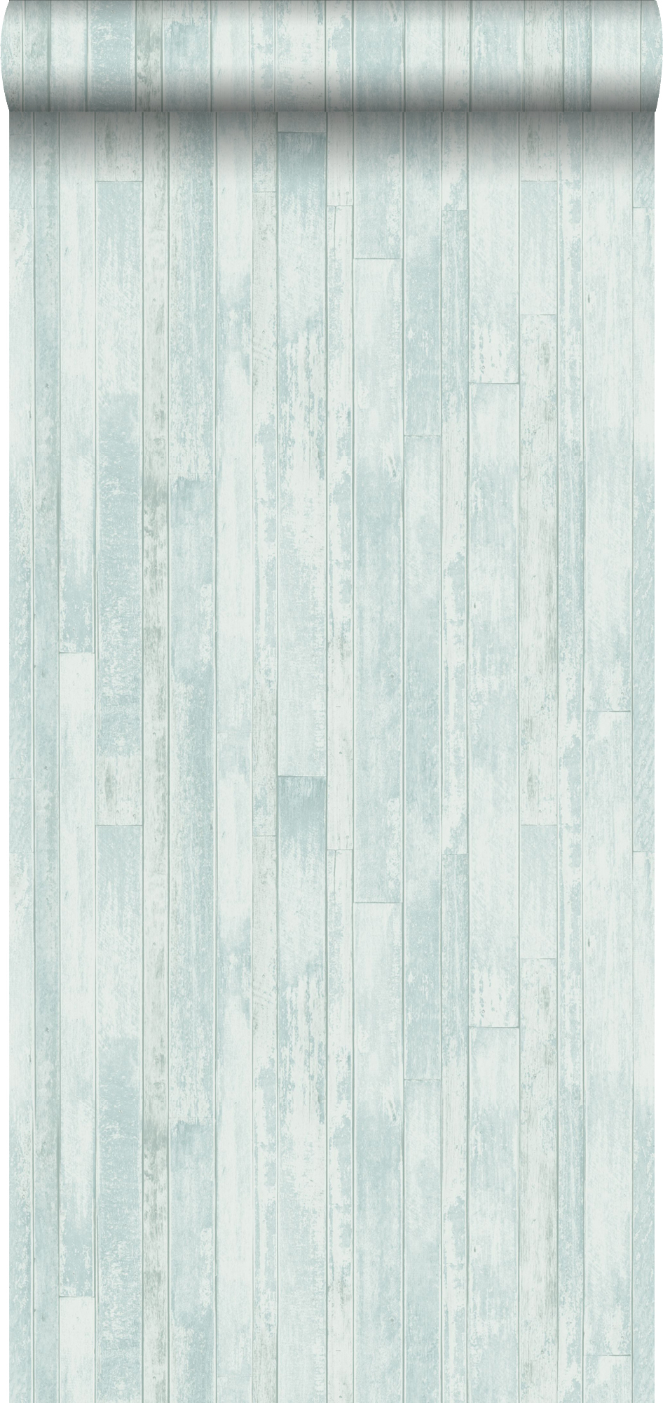 Papel pintado tablones de madera recuperada vintage turquesa grisáceo - 53 cm x 10,05 m - estahome