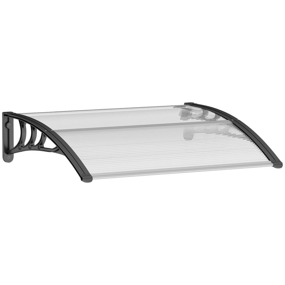 Przezroczysta, odporna na warunki atmosferyczne osłona z poliwęglanu, 75x100 cm, na drzwi wejściowe i taras, z ochroną aluminiową