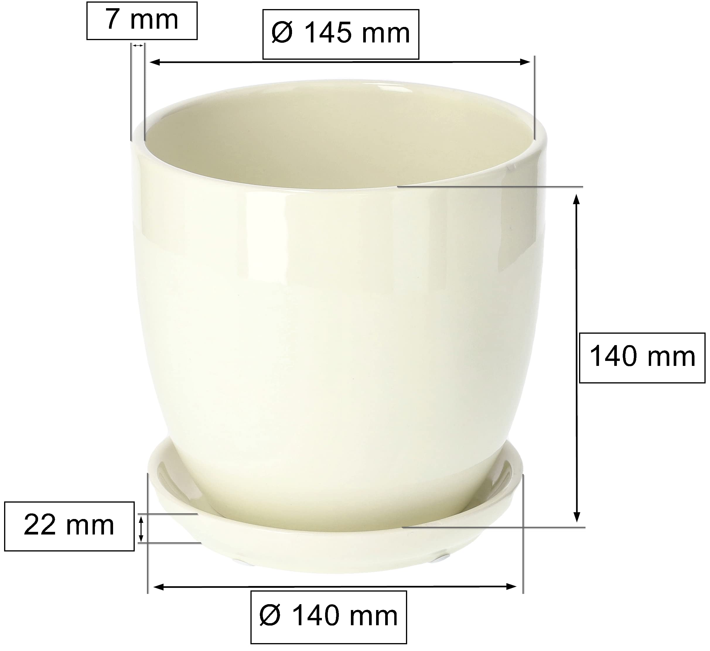 Zestaw 2x donica doniczka podstawką ø15 ceramiczna biała szkliwiona kwiaty - KOTARBAU