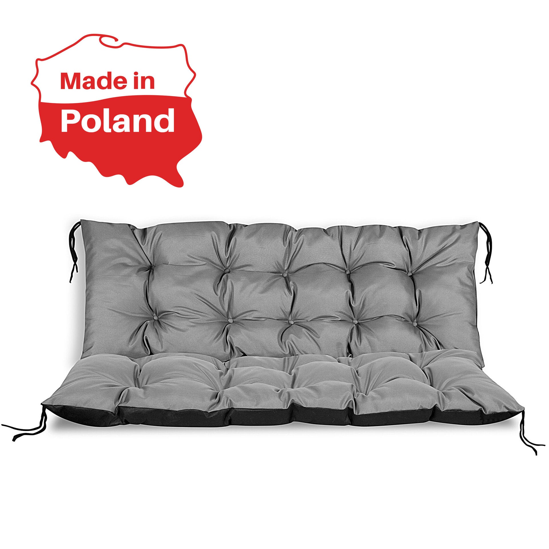 Zestaw Siedzisko + Oparcie Poduszki Na Meble Ławkę Z Palet z Troczkami Wodoodporne Ogród Huśtawka Taras Szara 120x80cm 120x40cm - 4