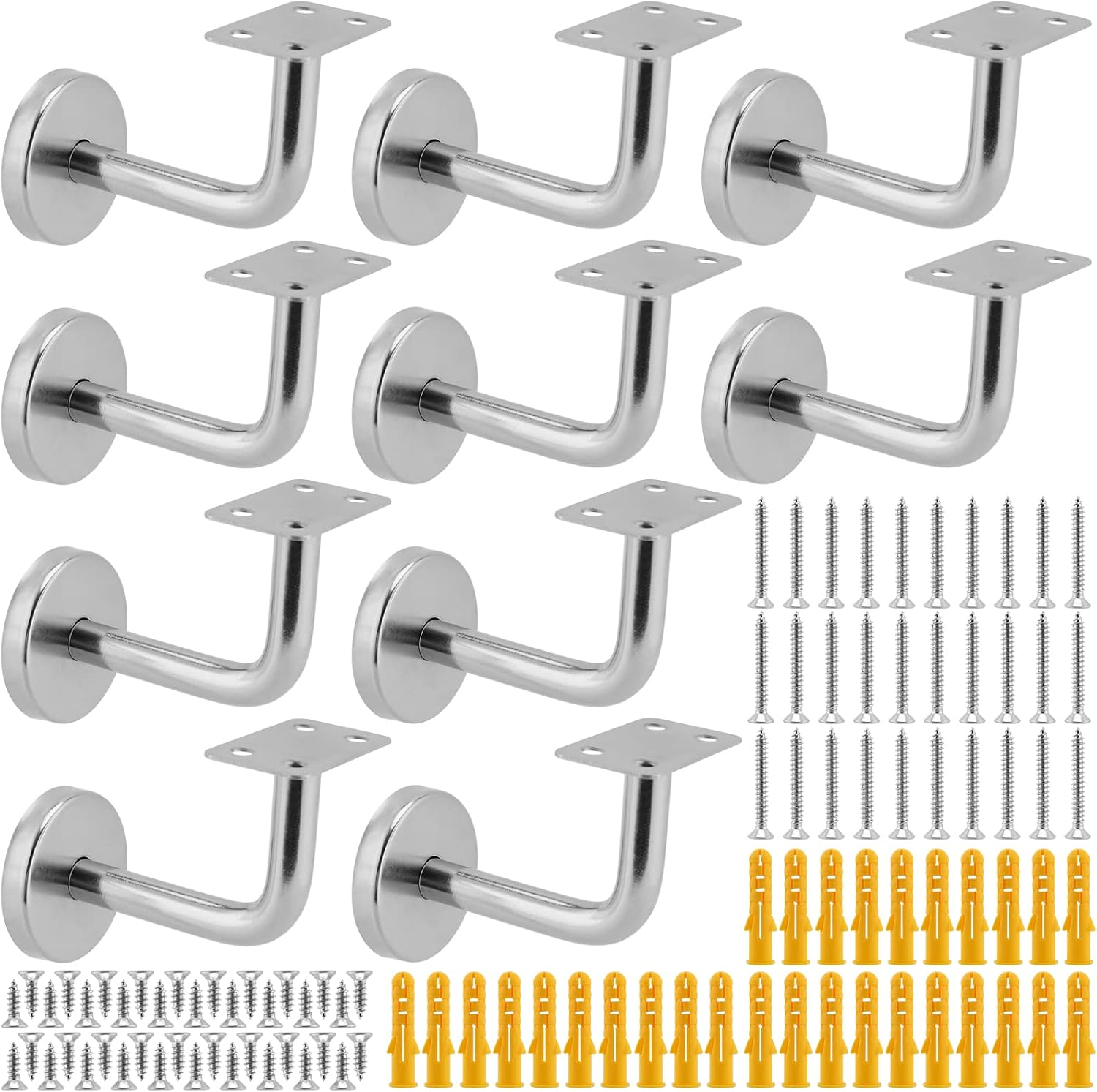 Soporte de pasamanos de acero inoxidable, soporte de montaje en pared, soporte de pasamanos de escalera, adecuado para escaleras, 10 piezas