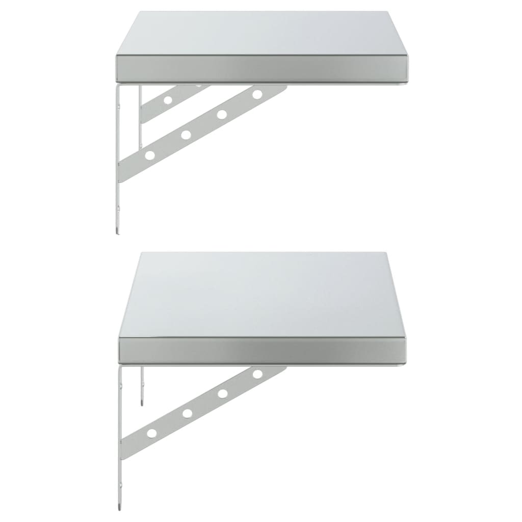 2 pcs Étagères murale | Étagère flottante | Étagères de rangements 50x30 cm argenté acier inoxydable CFW85311 - 6