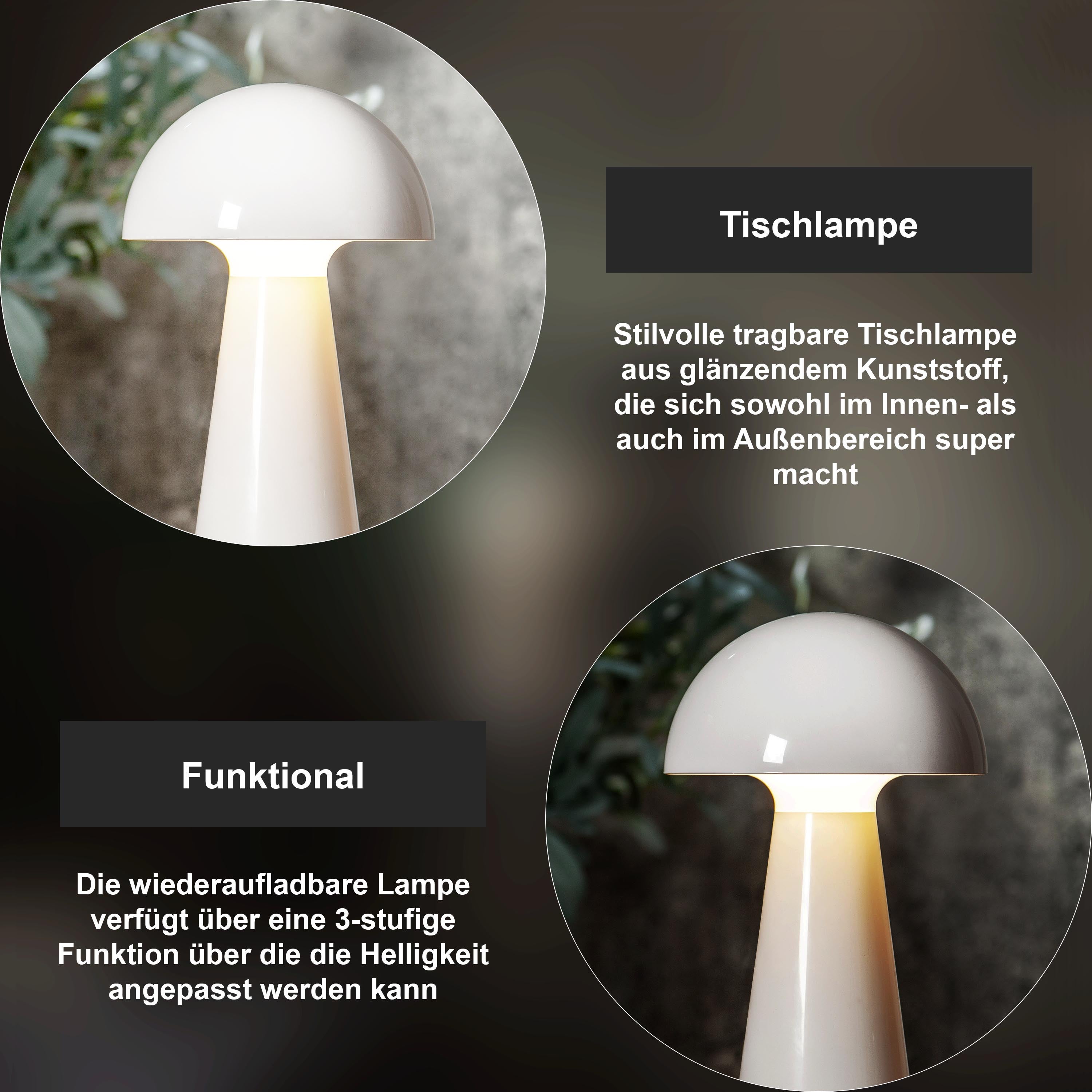 Zasilana bateryjnie lampa stołowa LED Star Trading Mushroom, biała - 4