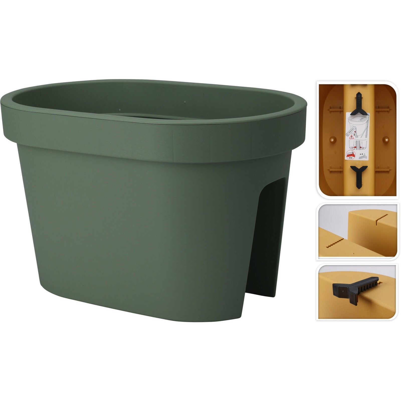 Vaso fioriera da balcone rettangolare per ringhiera da esterno per fiori e piante / 60 cm / Antracite - 2