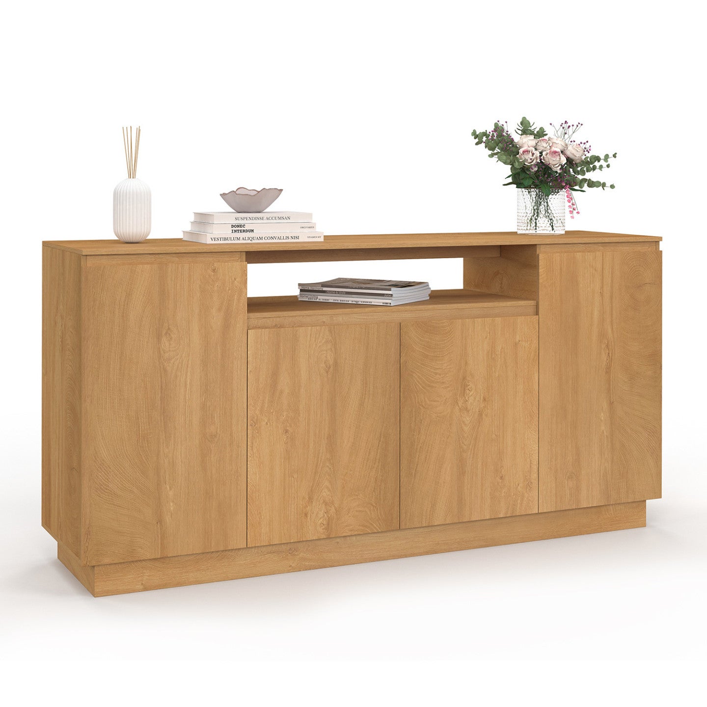 Buffet 160 cm SERENA 4 portes avec niche centrale effet bois - 2