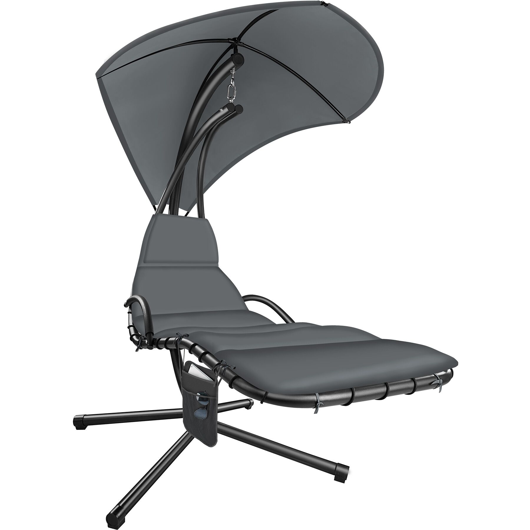 Fauteuil en acier, suspension stable, surface ergonomique, avec pare-soleil, poche latérale, gris TECTAKE - 2