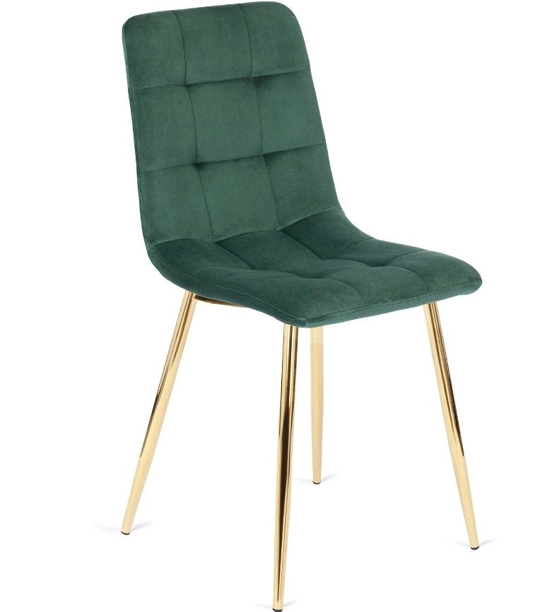Krzesło Tapicerowane Welurowe Kuchenne Do jadalni Salonu Zielone YORK