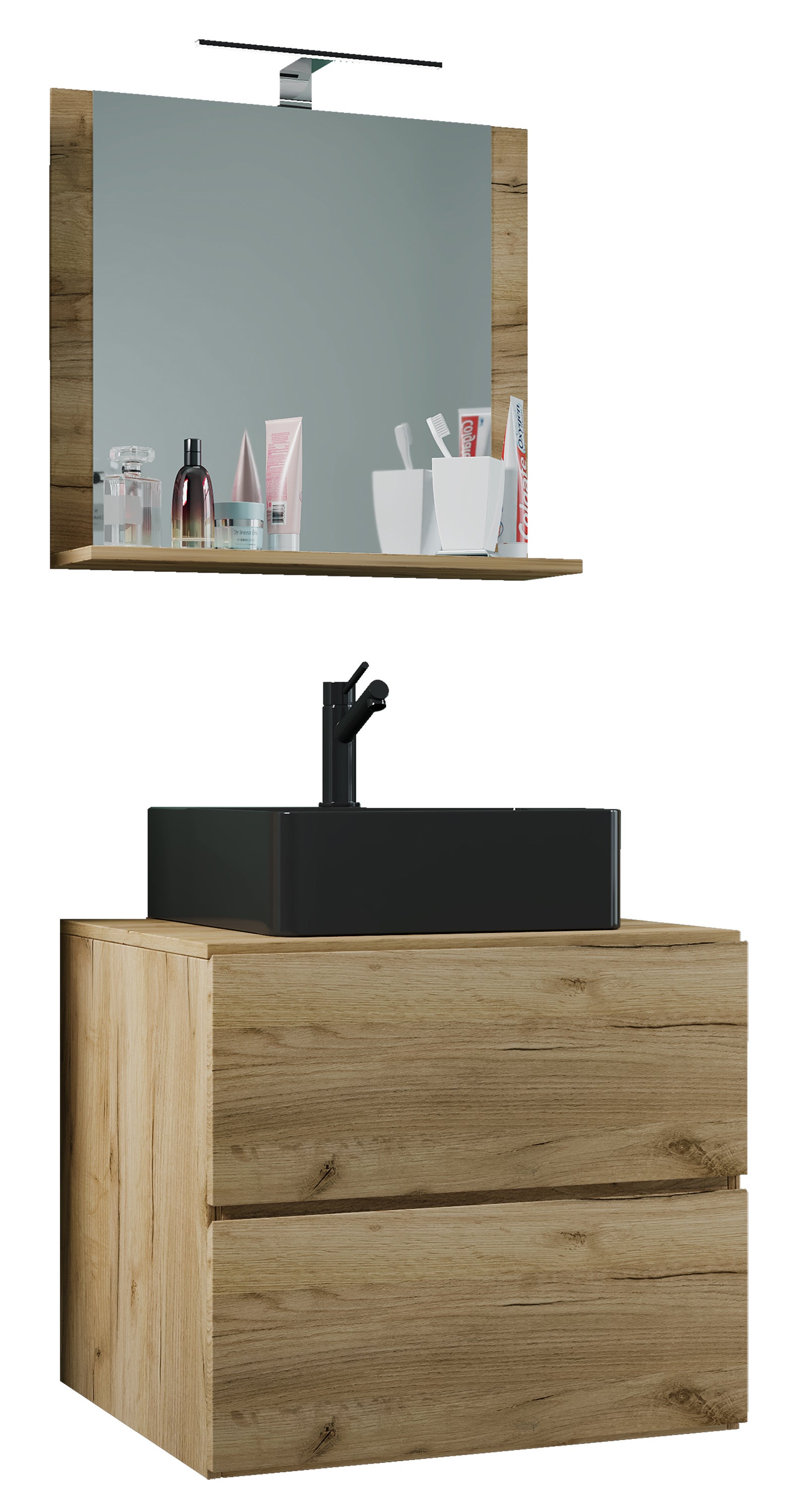 VCM umywalka do mebli łazienkowych Lendas Dąb miodowy H. 124 x B. 60 x T. 52 cm