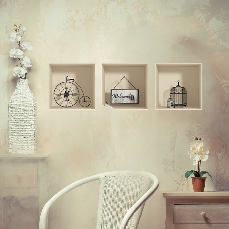 Vinilo efecto 3d welcome vintage - adhesivo de pared - revestimiento sticker mural decorativo - 40x120cm
