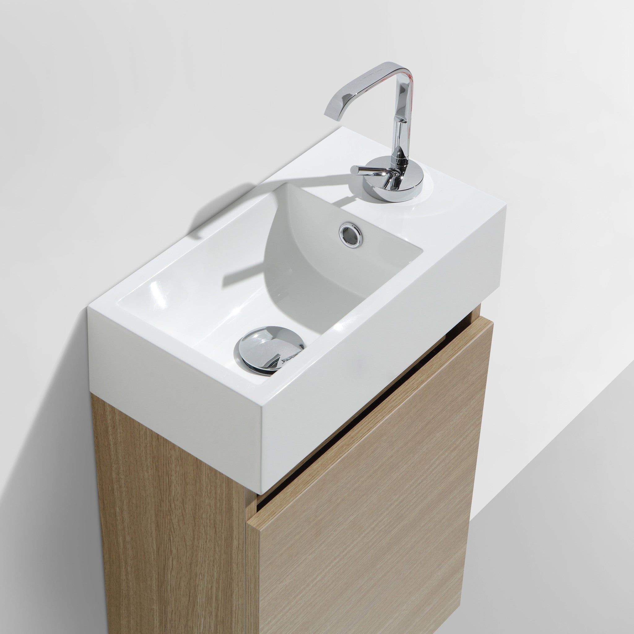 Meuble lave-main salle de bain design SIENA largeur 40 cm chêne clair texturé - 3