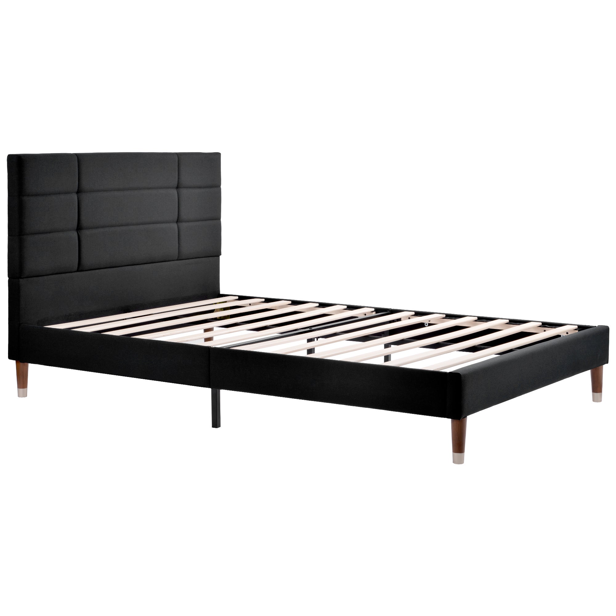 Cama con cabecero - 140 x 200 cm - tela de lino - negro - 5