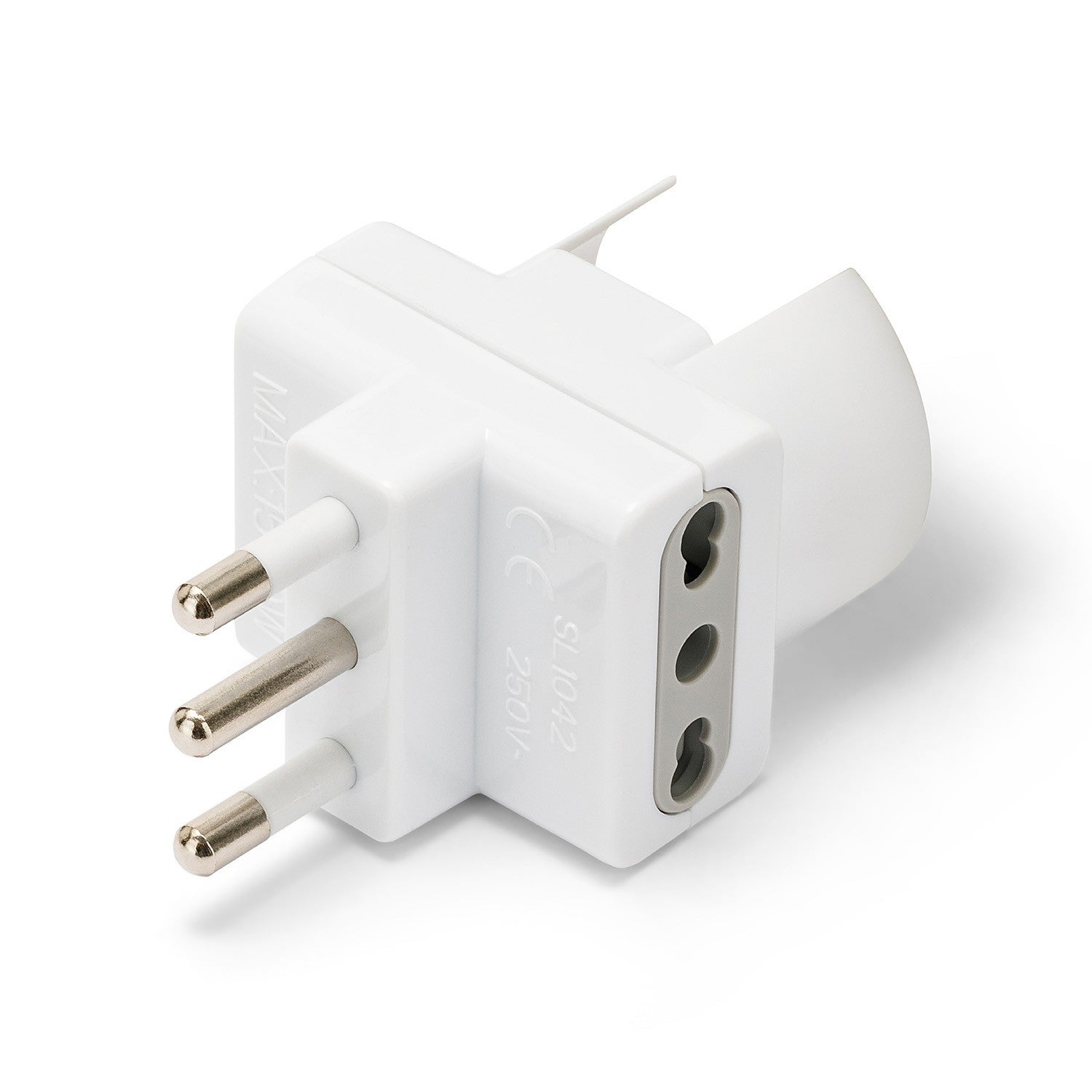 Adaptateur italien: 1 prise Schuko 10 / 16A + 2 prises 10/16A. Fiche 16A - 2