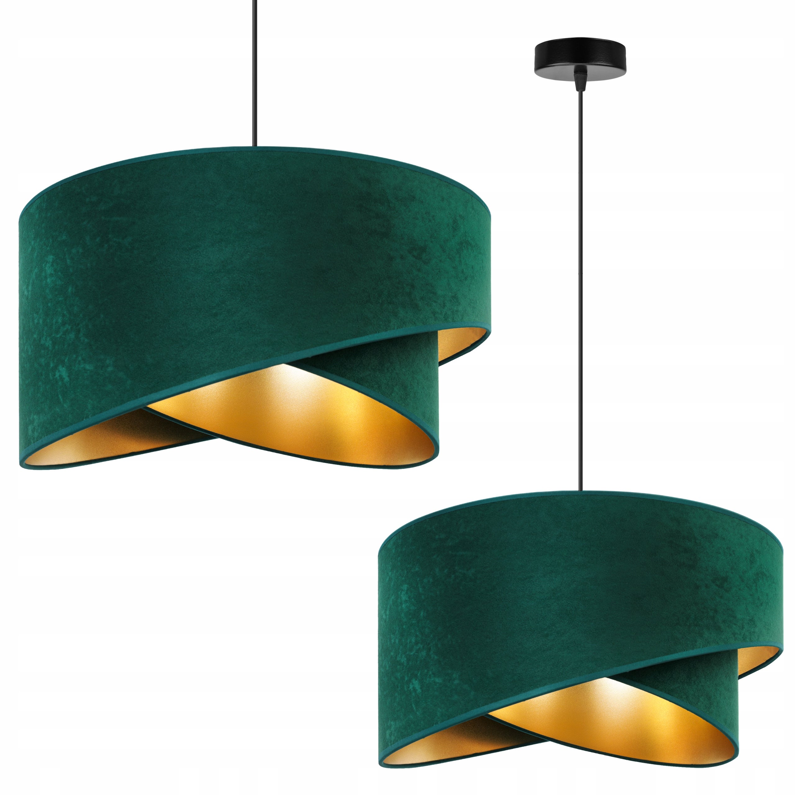 Lampa sufitowa wisząca modern welur 1xE27 klosz okrągły złoty/zielony Light Home LH