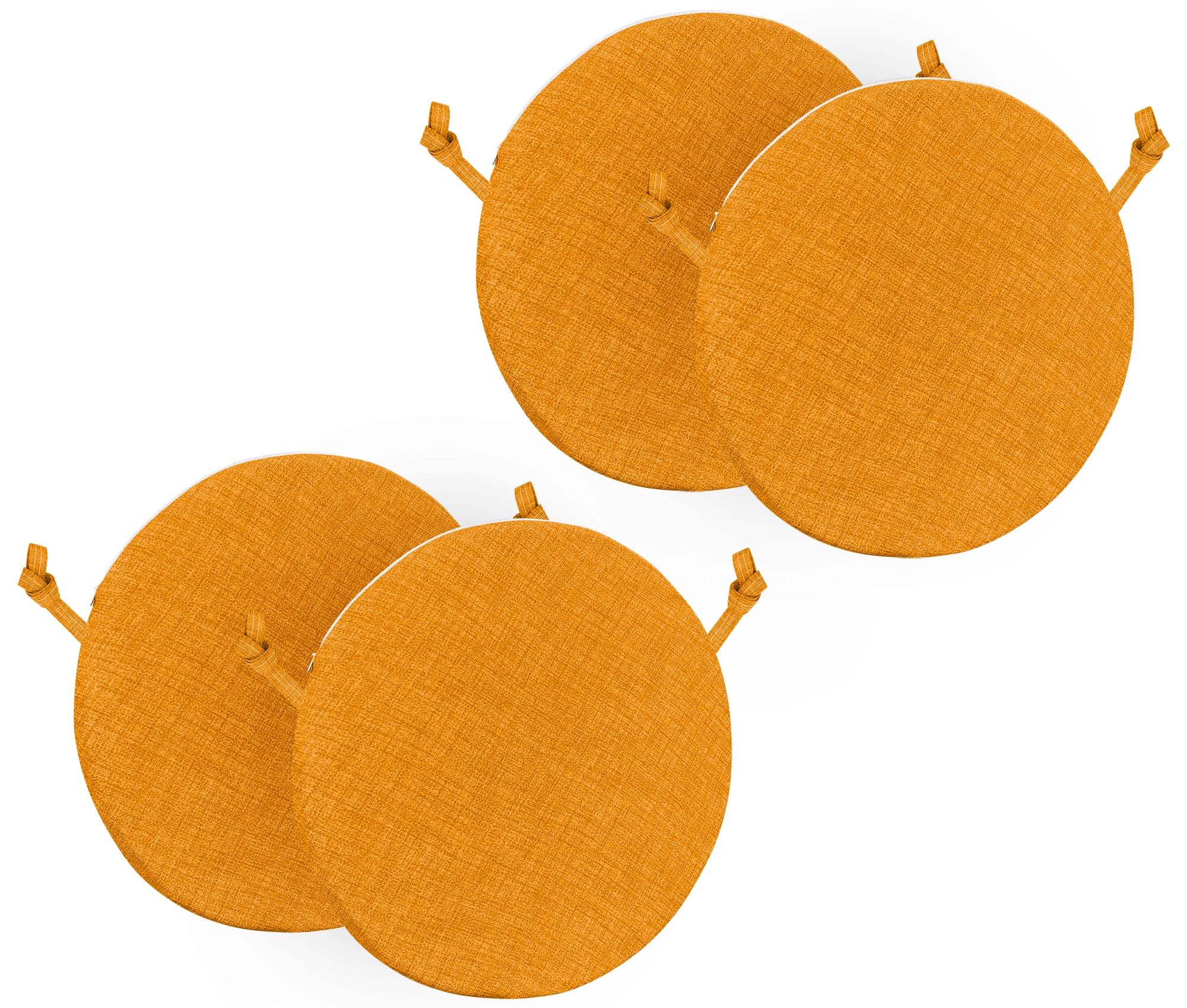 Cuscini Sfoderabili Cucina Pack 4 Cuscini Per Sedia Rotondi - Con Lacci E Cerniera - 35x3 Cm - Avorio - Made In Italy Cuscini Cucina Artigianali - 5