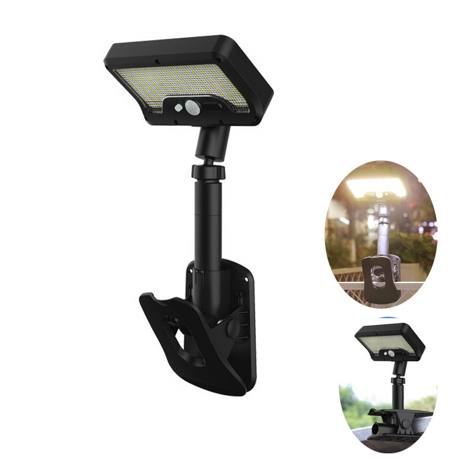 Zewnętrzna solarna lampa ścienna z klipsem, 92 LED, ciepłe i wodoodporne światło do ogrodzenia z siatki i patio
