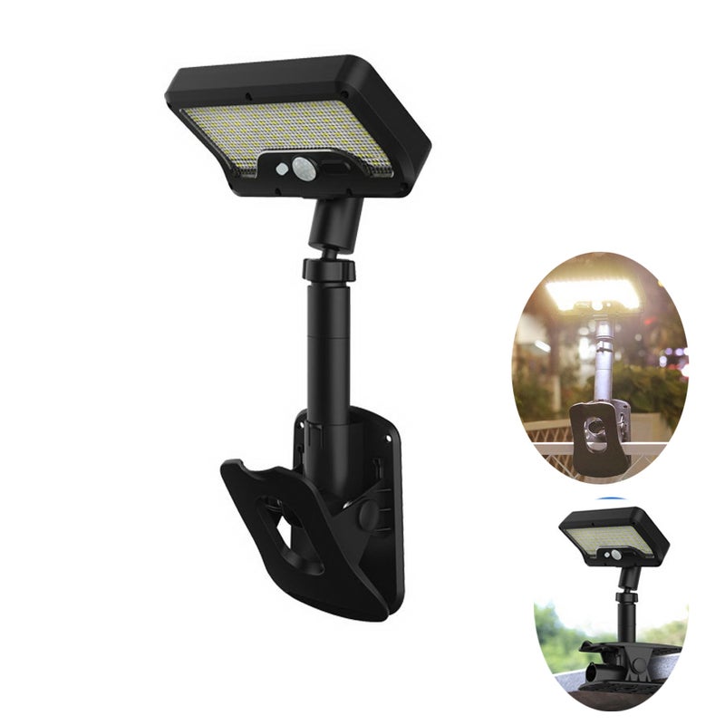 Zewnętrzna solarna lampa ścienna z klipsem, 92 LED, ciepłe i wodoodporne światło do ogrodzenia z siatki i patio