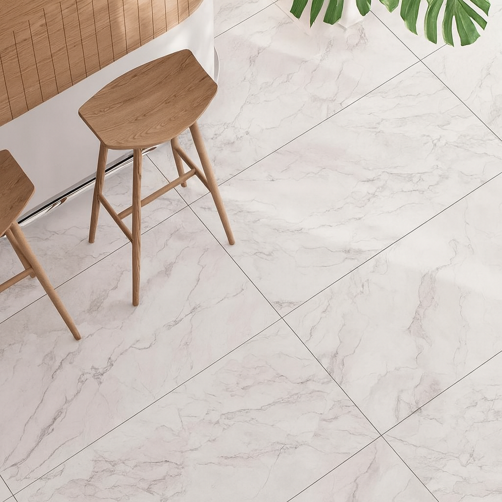 Carrelage sol / mur effet marbre blanc CAMOUFLAGE l.60 x L.120 cm Semi-brillant LIMCARO - 2