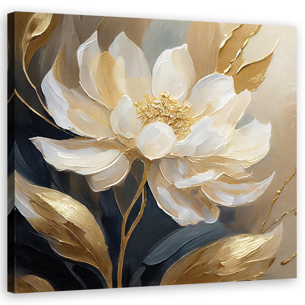 Obraz na płótnie, Kwiaty Gold glamour 30x30