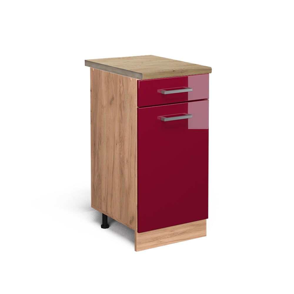 Vicco Szafka dolna do kuchni R-Line, Czerwony połysk, 40 cm , BP Dąb