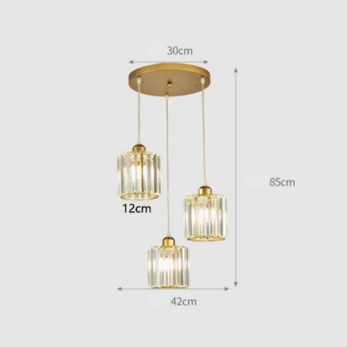LEDANDER Lustre moderne en cristal, lustre linéaire réglable, disque à trois lumières, couleur or, sans source lumineuse, 220V, E27 - 2