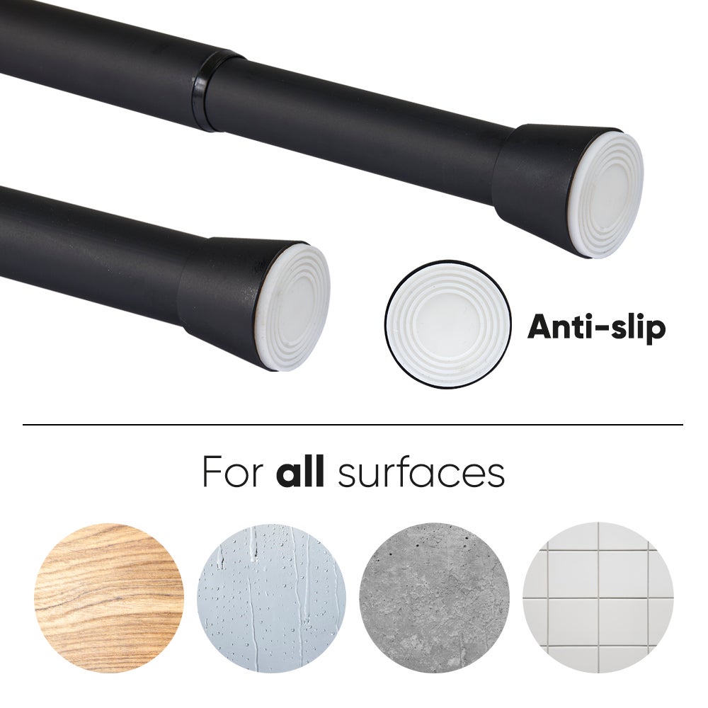 Barra de cortina extensible a presión Ø28 mm – Negra (140-250 cm) - 6