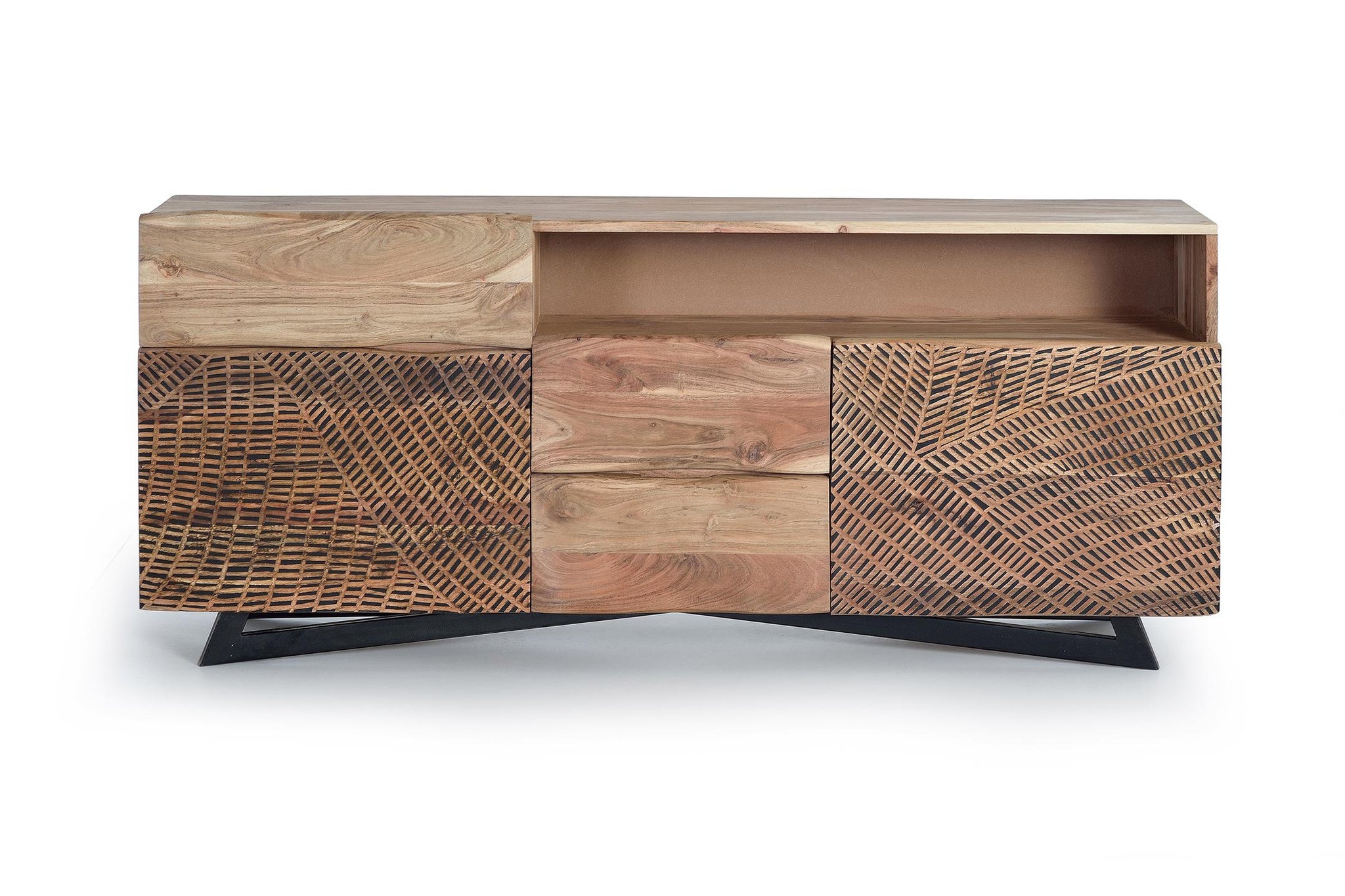 Nowoczesna, rustykalna komoda z drewna akacjowego - 70x160x37 GYC