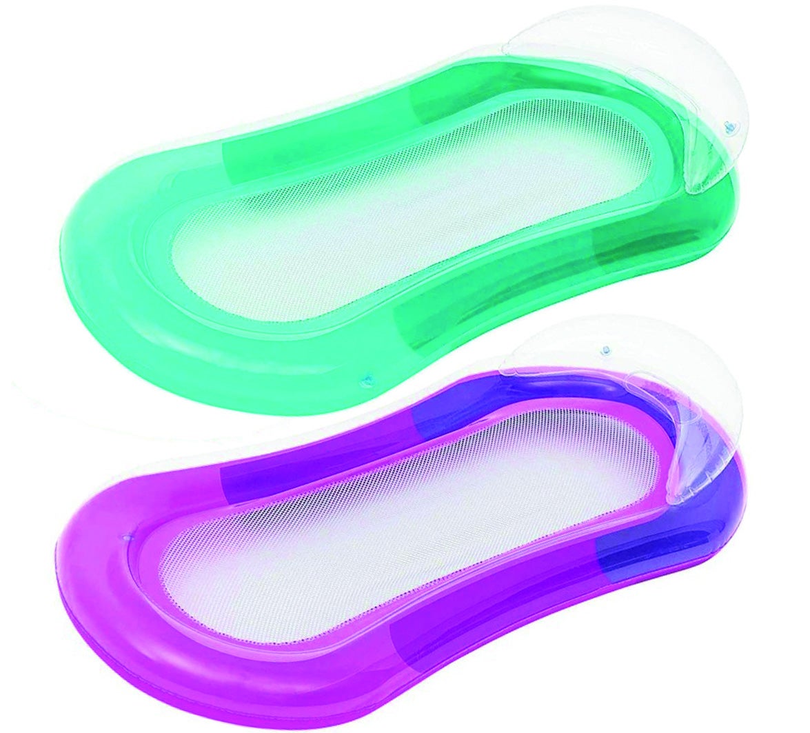 Hamac Piscine Gonflable 2 Pièces - Matelas Flottant Avec Porte-Gobelets - Pour Adultes Et Enfants - 123x70cm