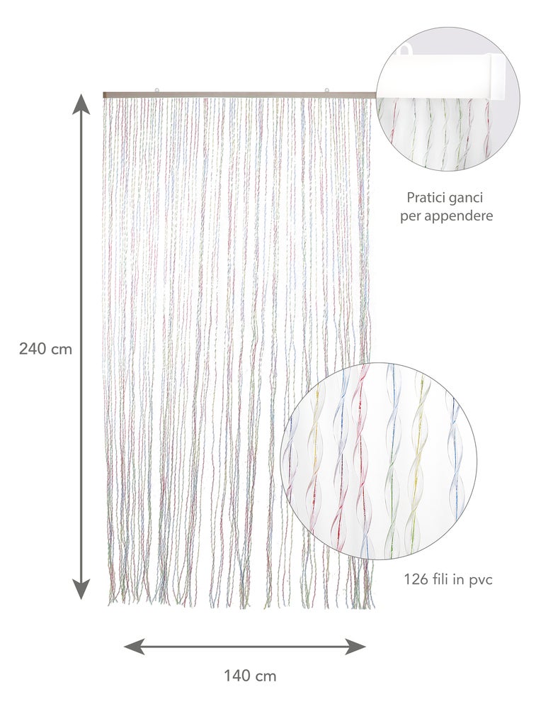 VERDELOOK Storm, Tenda con fili ad elica in PVC, 140x240 cm, colori multipli - 2