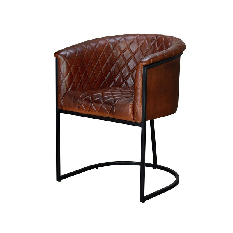 Leżanka ze skóry naturalnej z metalowymi nogami