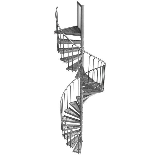 Escada exterior / Escada em espiral Ø 180 cm | Alturas : 378 - 395 cm | Revestimento dos degraus em grelha expandida