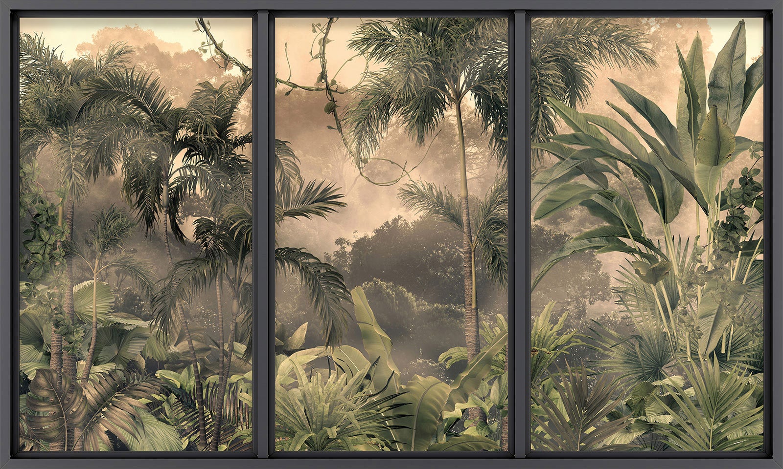 Papier peint panoramique Trompe l'oeil baie vitrée - Jungle - Largeur 325 cm x Hauteur 195 cm - 2