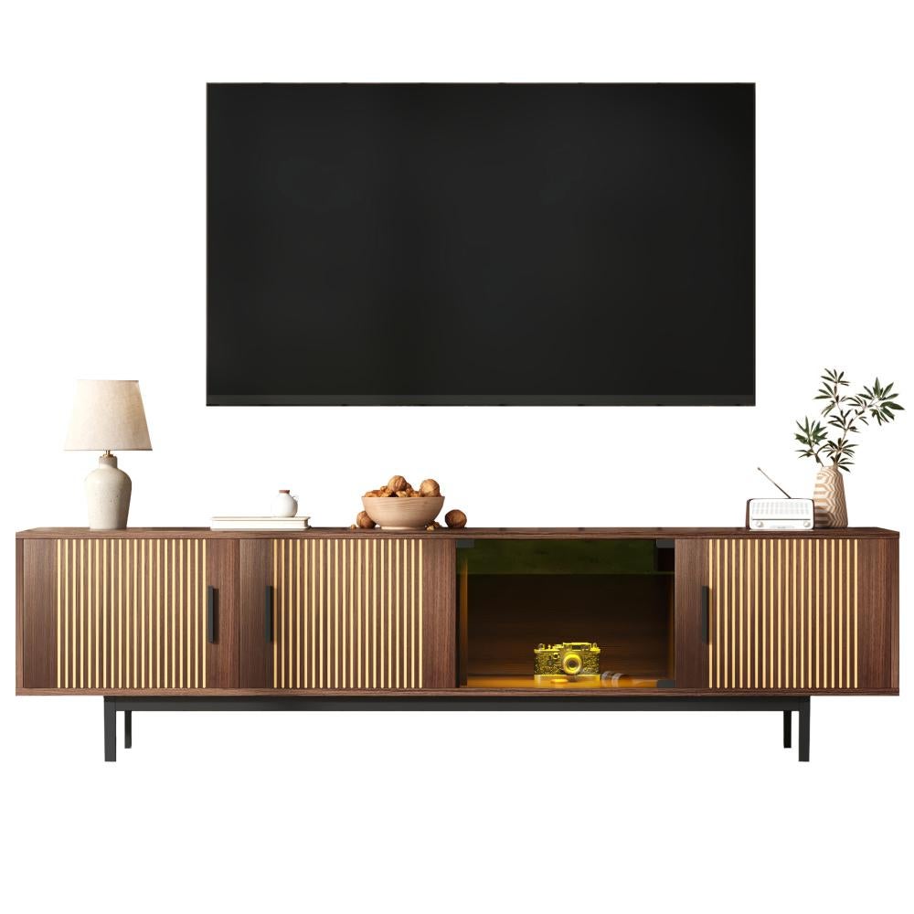 Homgoday Meuble TV gris béton - 150 x 33,5 x 45 cm - En bois d'ingénierie - Meuble de centre de divertissement - Meuble TV Hifi - Meuble stéréo