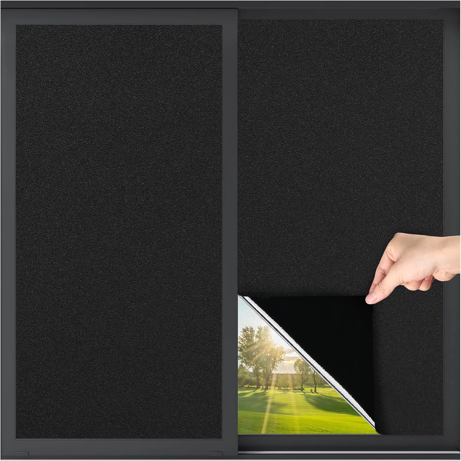 Folia okienna zaciemniająca - Tkanina zaciemniająca - 45 x 100 cm - Samoprzylepna - Tkanina zaciemniająca samoprzylepna - Folia okienna zapewniająca