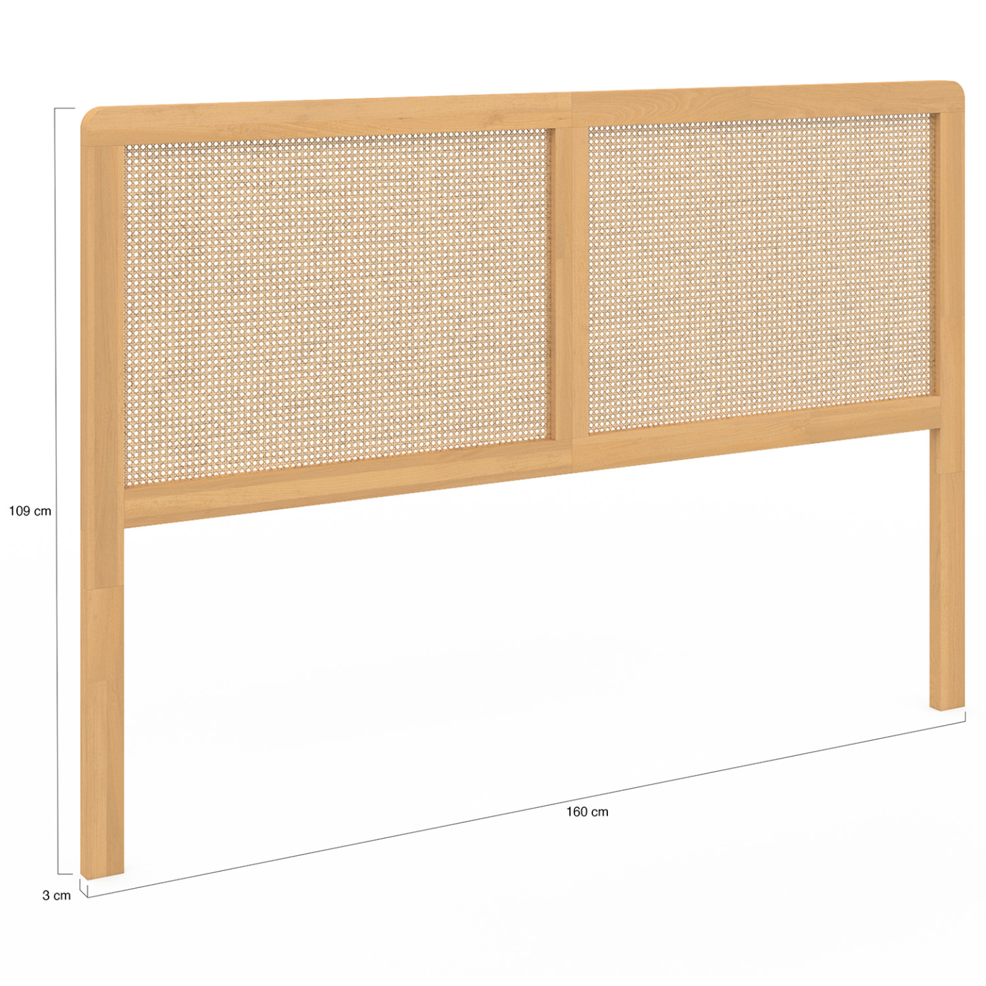 Tête de lit sur pied EDHEN 160 cm cannage et bois - 4