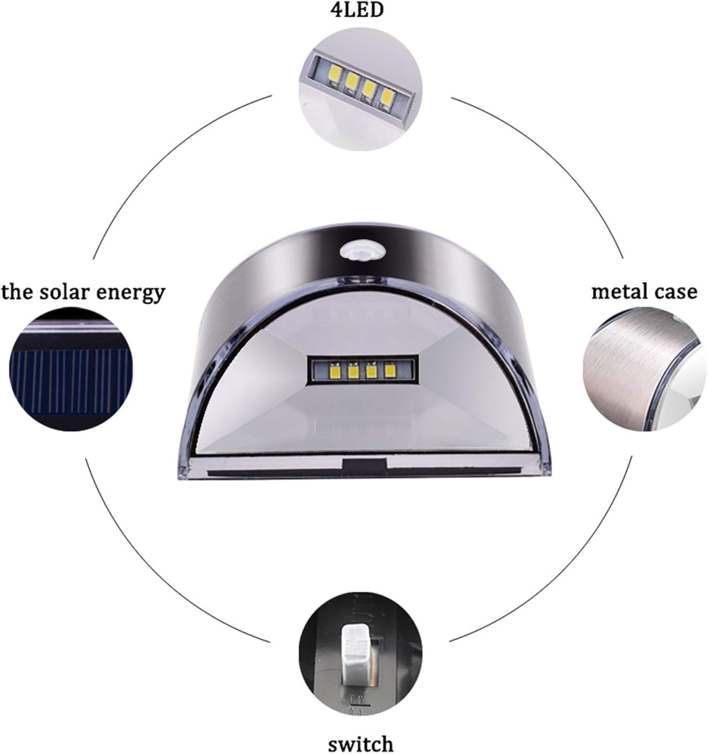 Solarna lampa ścienna LED do ogrodu, patio, ścieżki, ogrodzenia, schodów, wodoodporna, ze stali nierdzewnej, oświetlenie zewnętrzne - 2