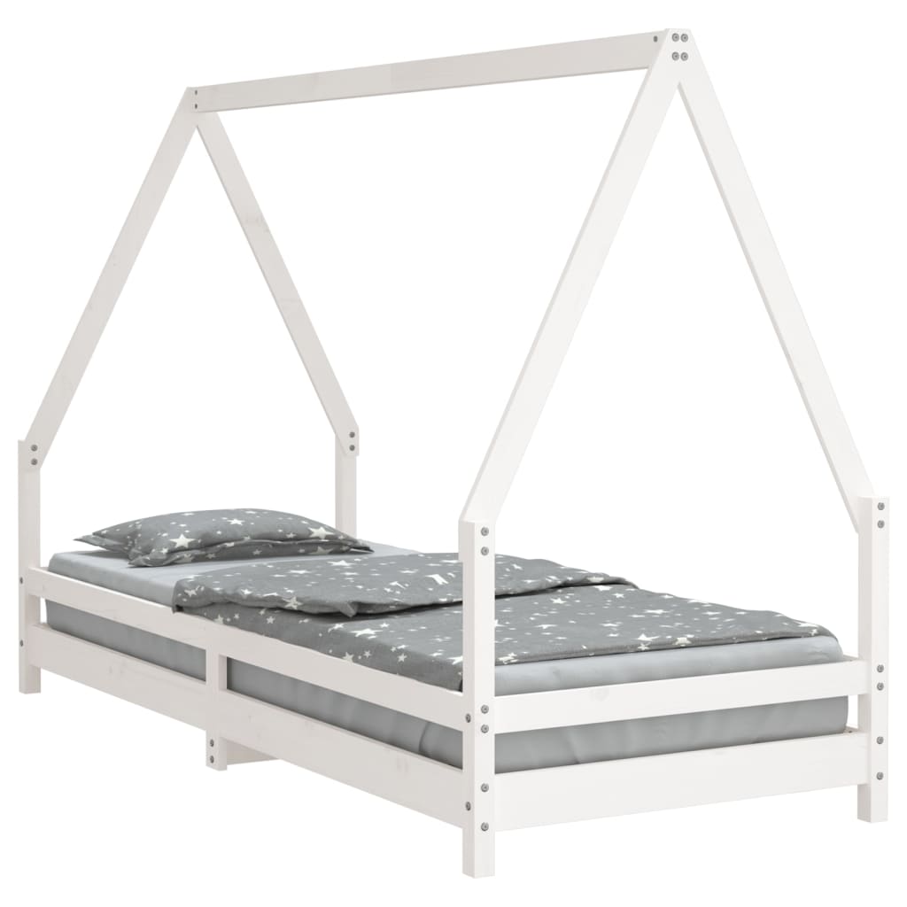 Atyhao Cadre De Lit Blanc Bois Massif 90x200 Cm AB3105781 12367