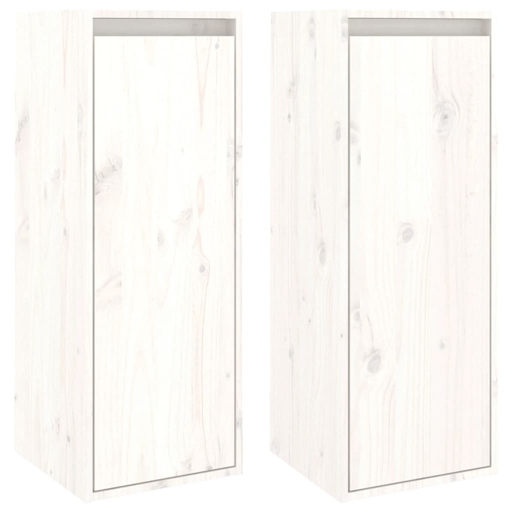 Maison Exclusive - Armario de pared 2 uds madera maciza de pino blanco 30x30x80 cm - 2